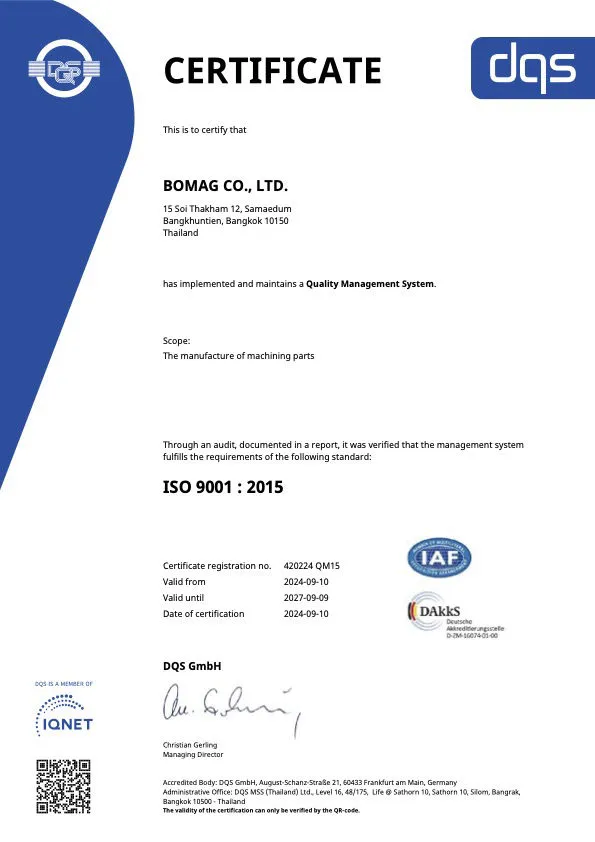 Bomag Co.,Ltd. ISO 9001